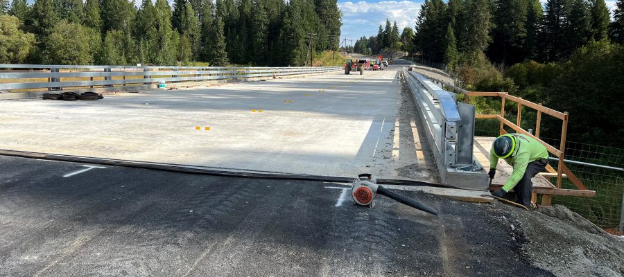 A view of the new bridge surface on US-95 near McArthur Lake