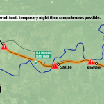 Map of I-90 work zone between Cataldo and Pinehurst