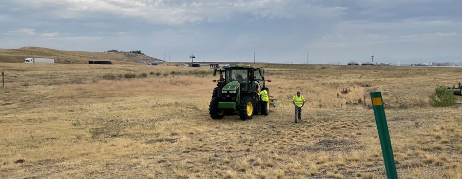 The ITD Mountain Home maintenance crew is actively mowing the I-84 shoulders, median, and gores along I-84 from Mountain Home to Boise.