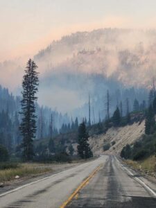 SH-21 The Wapiti Fire burning in the Boise National Forest.