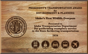 2024 Idaho's First Wildlife Overpass Presidents Award for Environmental Planning