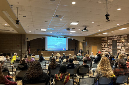 Many people attending a class for winter driver safety