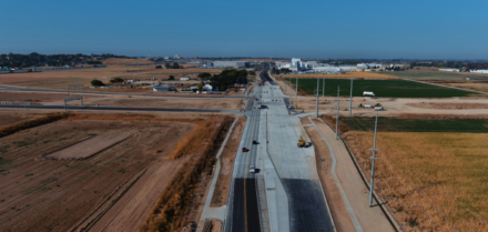 An aerial view of Franklin Road looking west.