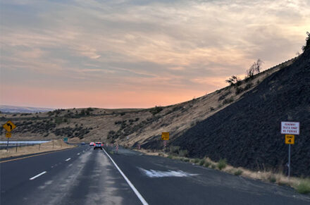 The US-95 Lewiston runaway truck ramp number 4 at sunset