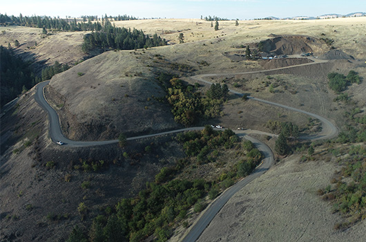 View of State Highway 64 taken from above.