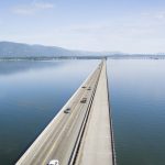 Aerial view of the Long Bridge looking north into Sandpoint