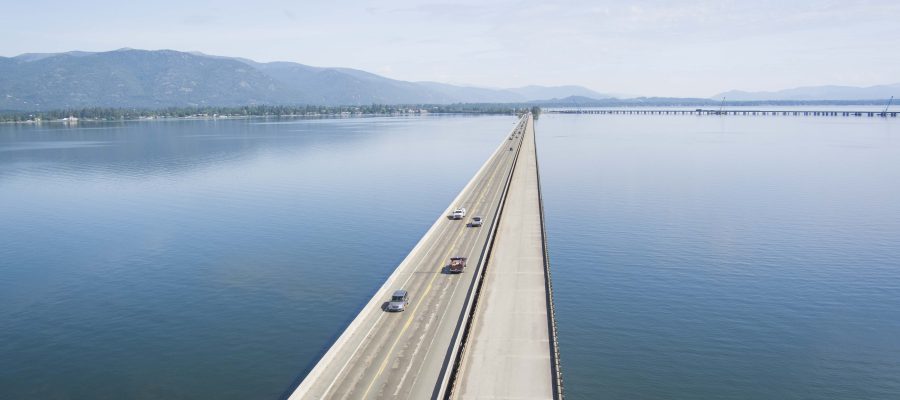 Aerial view of the Long Bridge looking north into Sandpoint