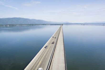 Aerial view of the Long Bridge looking north into Sandpoint