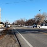 ITD and City of Rigby crews work roadside on SH-48 in preparation for furthering a 45 mph speed zone east of Rigby that takes effect next week.