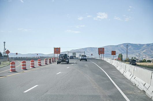 Photograph showing I-15 southbound lane during construction.