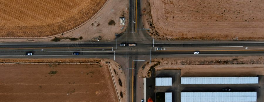 Drone picture of Farmway Road and State Highway 55.