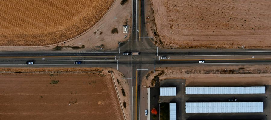 Drone picture of Farmway Road and State Highway 55.