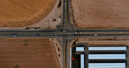 Drone picture of Farmway Road and State Highway 55.