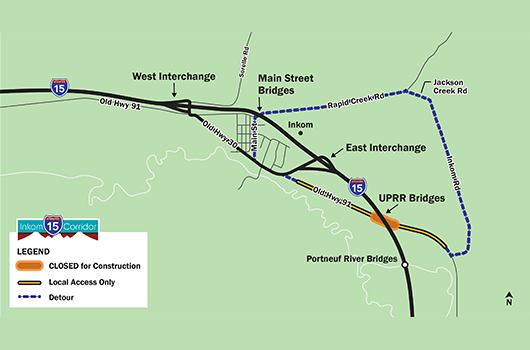 I-15 Inkom corridor construction and detour begins Monday