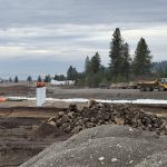 Looking at SH-53 south with a view of some of the new bridge structures being built.