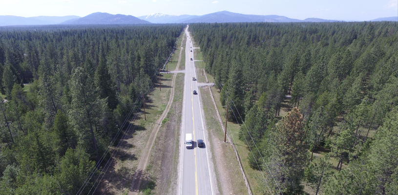 Aerial view of SH-54 and the adjacent ORV trail