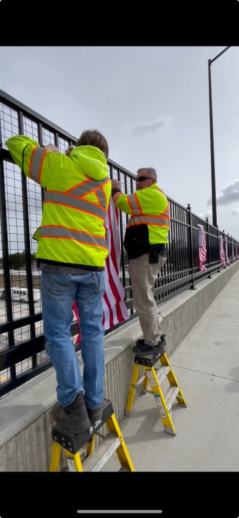 New American flags displayed on Cloverdale overpass in tribute to fallen airmen