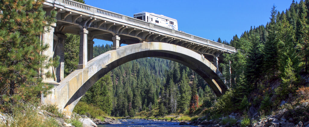 Rainbow bridge as seen from below.