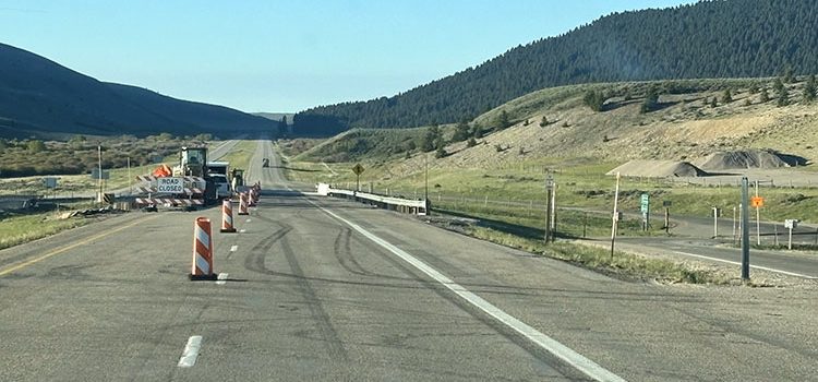 I-15 southbound lanes at Stoddard Creek Exit 184 in east Idaho.