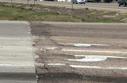 Failing pavement at an intersection