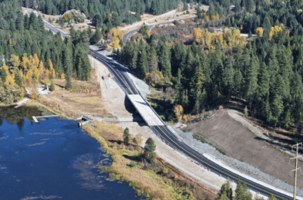 A road next to a lake