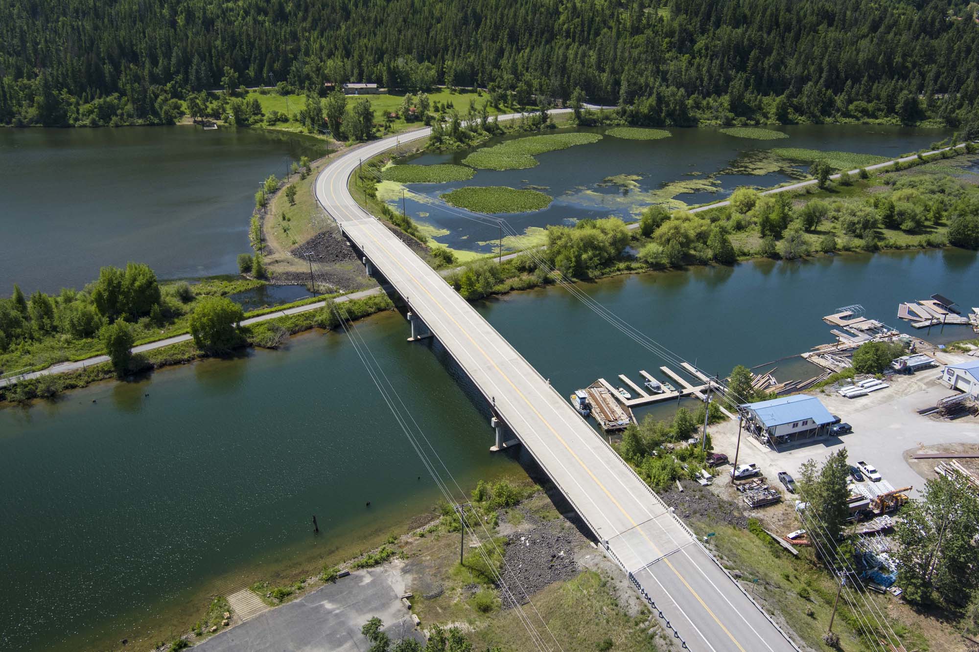 Aerial view of a bridge