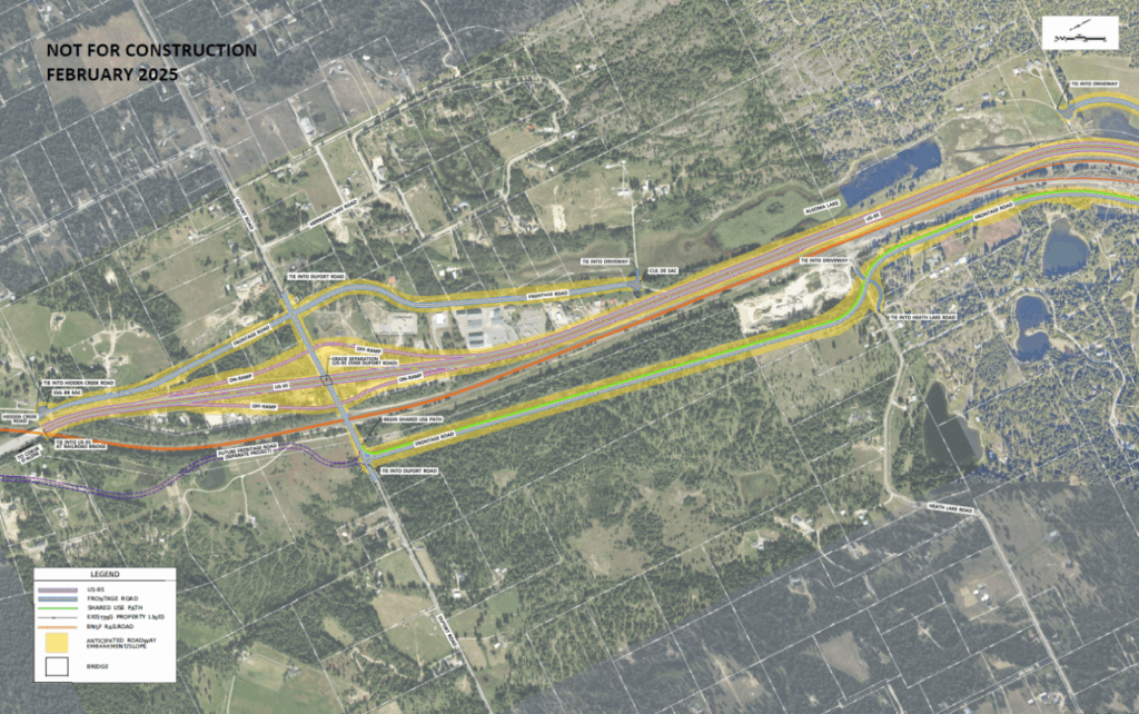 Map of the Proposed Action on US-95 from Dufort Road to Heath Lake Road. 