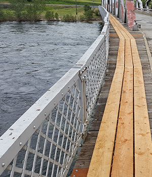 A view of the walkway on the East Kooskia Bridge.