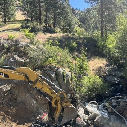 Excavator at Fleming Creek project site