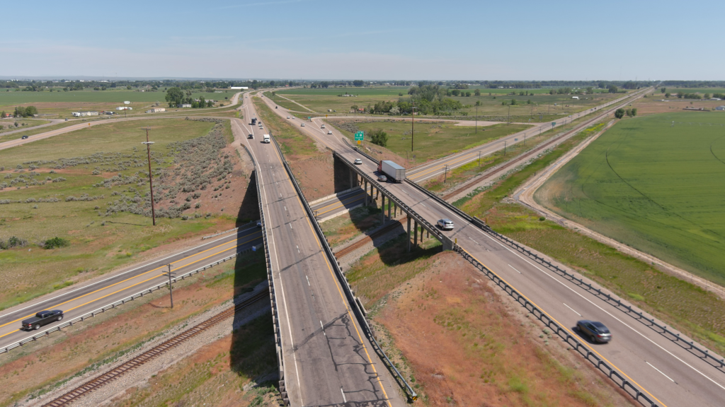 Drone shot of Exit 89 facing north