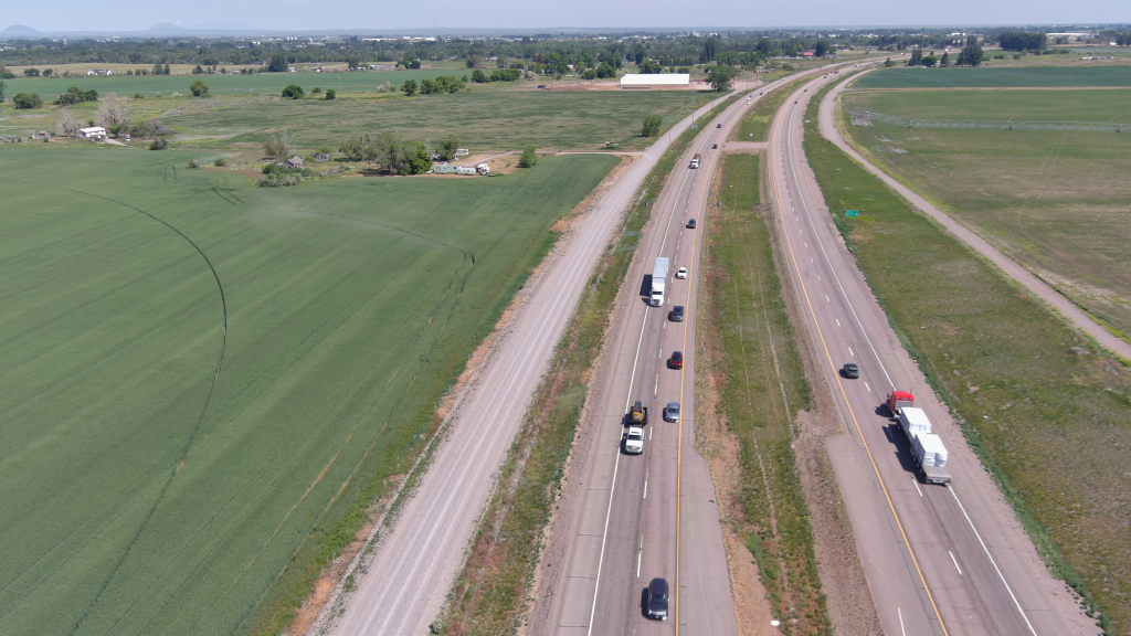 Drone photo of I-15 between exits 89 and 93. 