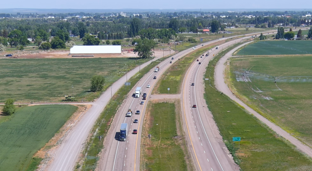 Drone photo of I-15 between Exit 89 and Exit 93