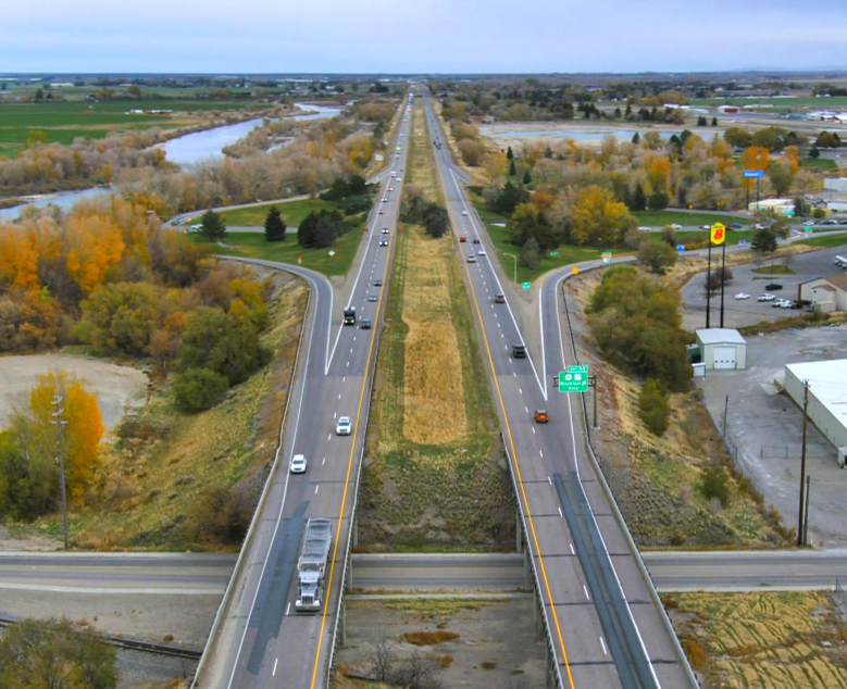 Drone shot of US-26/Blackfoot Interchange