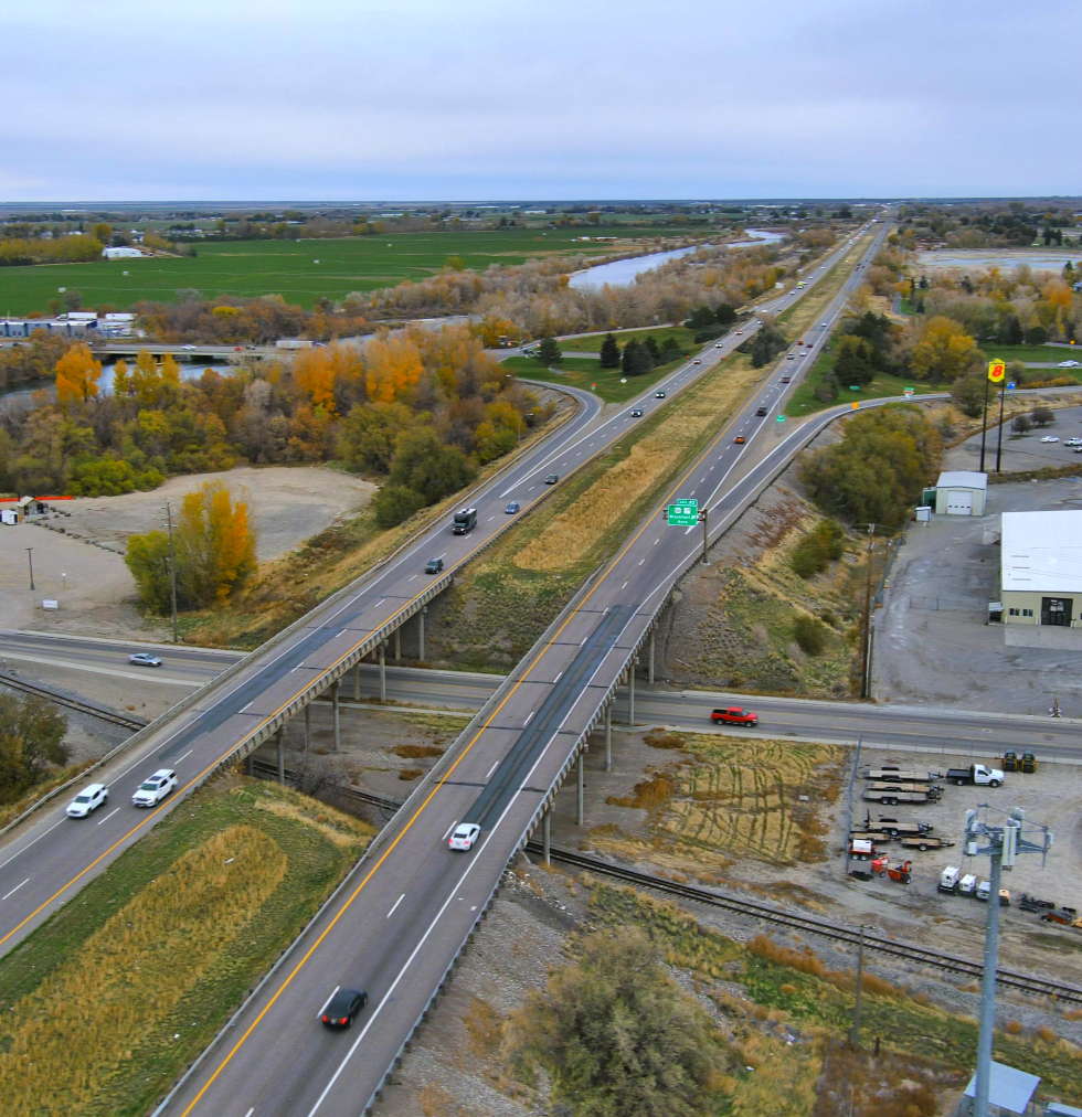 Drone shot of US-26/Blackfoot Interchange