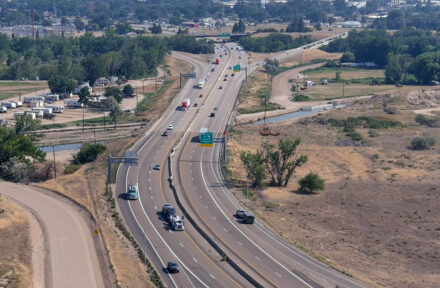 Drone shot of traffic on I-84