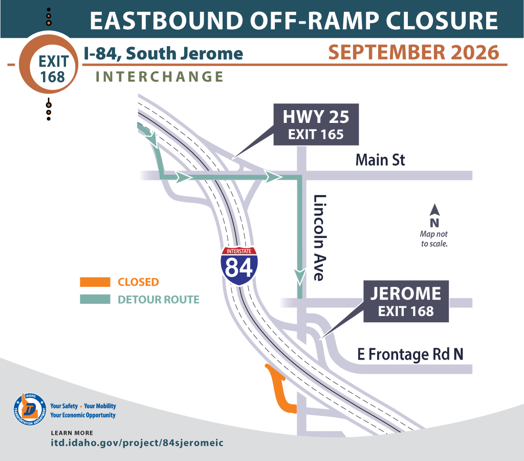 Map showing the eastbound off-ramp detour described in the website text. 