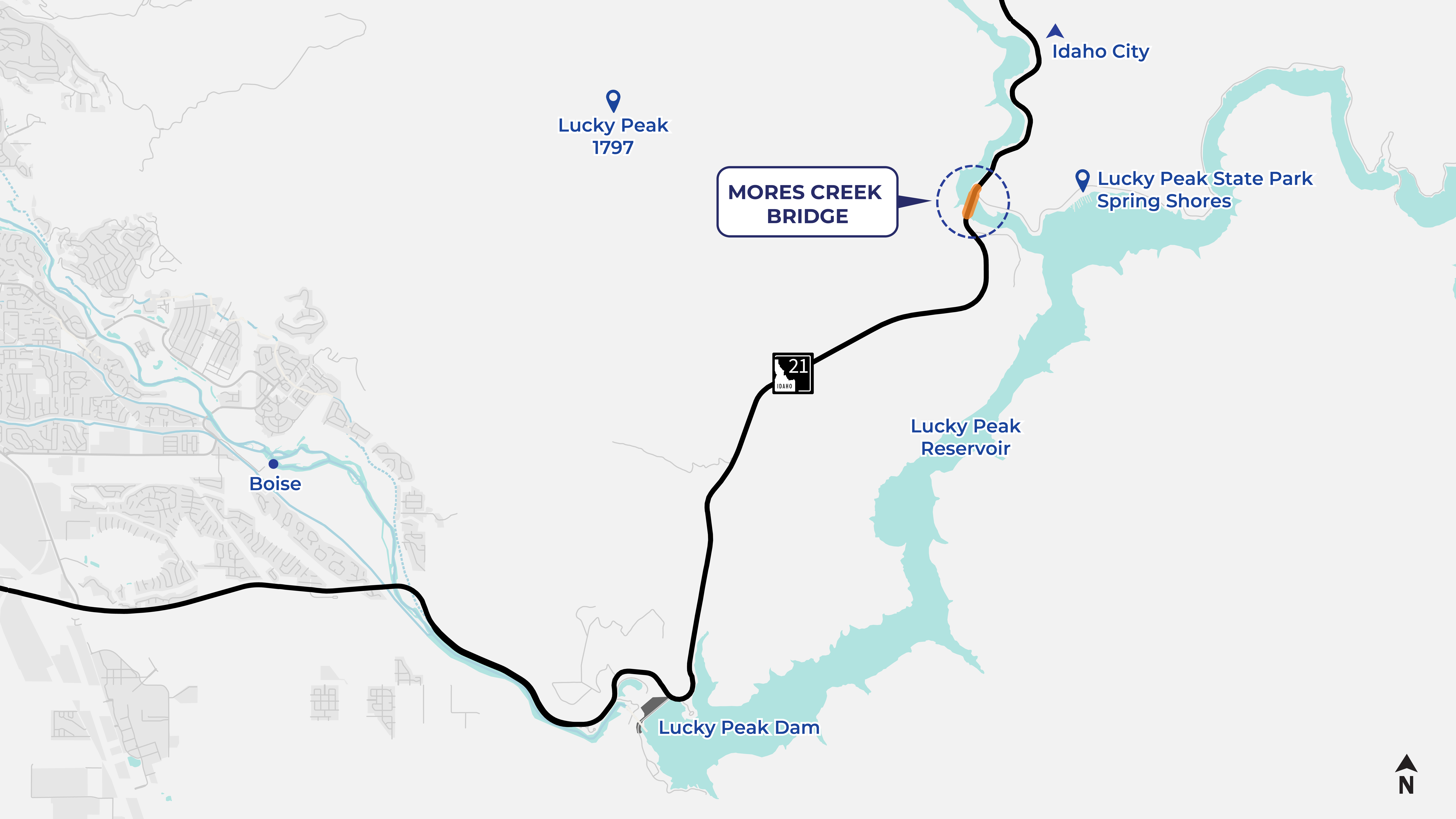 Map of Mores Creek Bridge