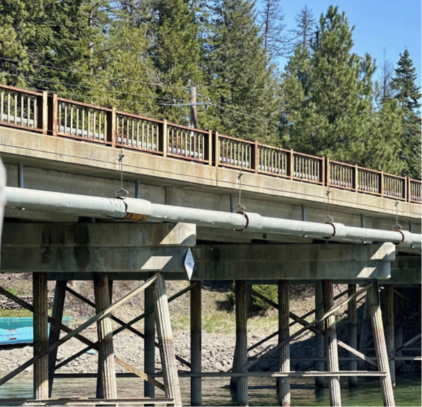 Piers beneath the Priest River Bridge on US-2.
