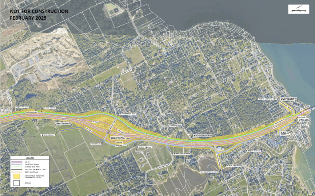 Map of the Proposed Action on US-95 from Pit Road to Lakeshore Drive.
