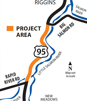 A map of US-95 near Riggins outlines the project area.