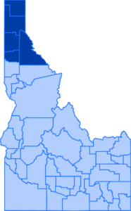 An illustration of Idaho with District 1 highlighted.