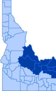 An illustration of Idaho with District 6 highlighted.