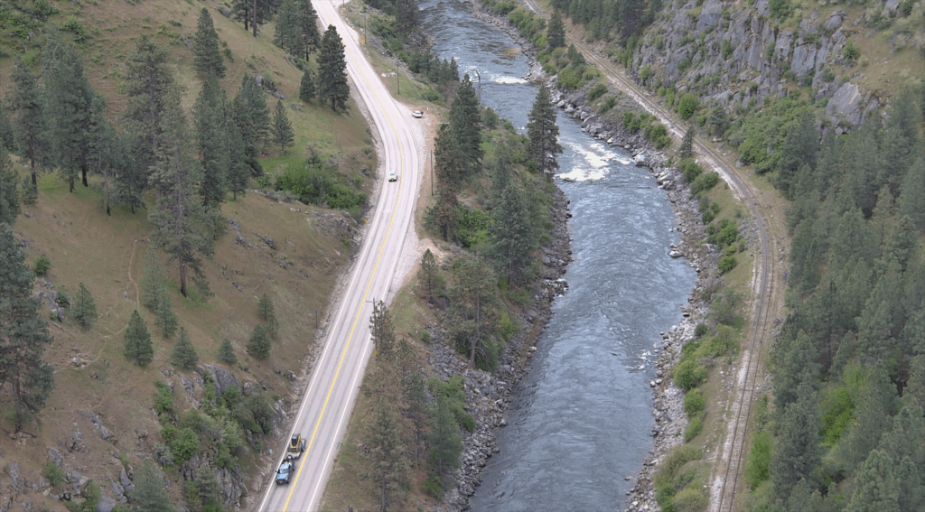 View from the sky of the highway and the culvert