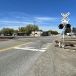Railroad crossings along SH-48 in Roberts, Idaho.
