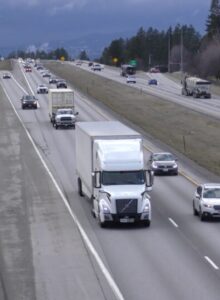 Heavy traffic on interstate 90.