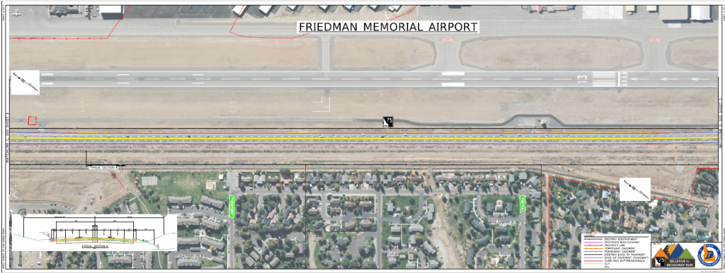 Detailed map showing proposed improvements near the Friedman Memorial Airport.