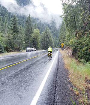 Sharing the road with bicyclist on US-12.