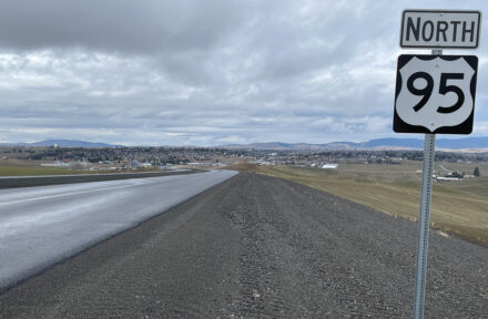 View of the new alignment on US-95 looking towards Moscow.