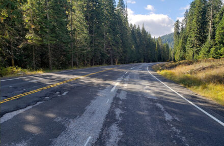 A picture of the passing lane on US-12 between Saddle Camp and Post Office.
