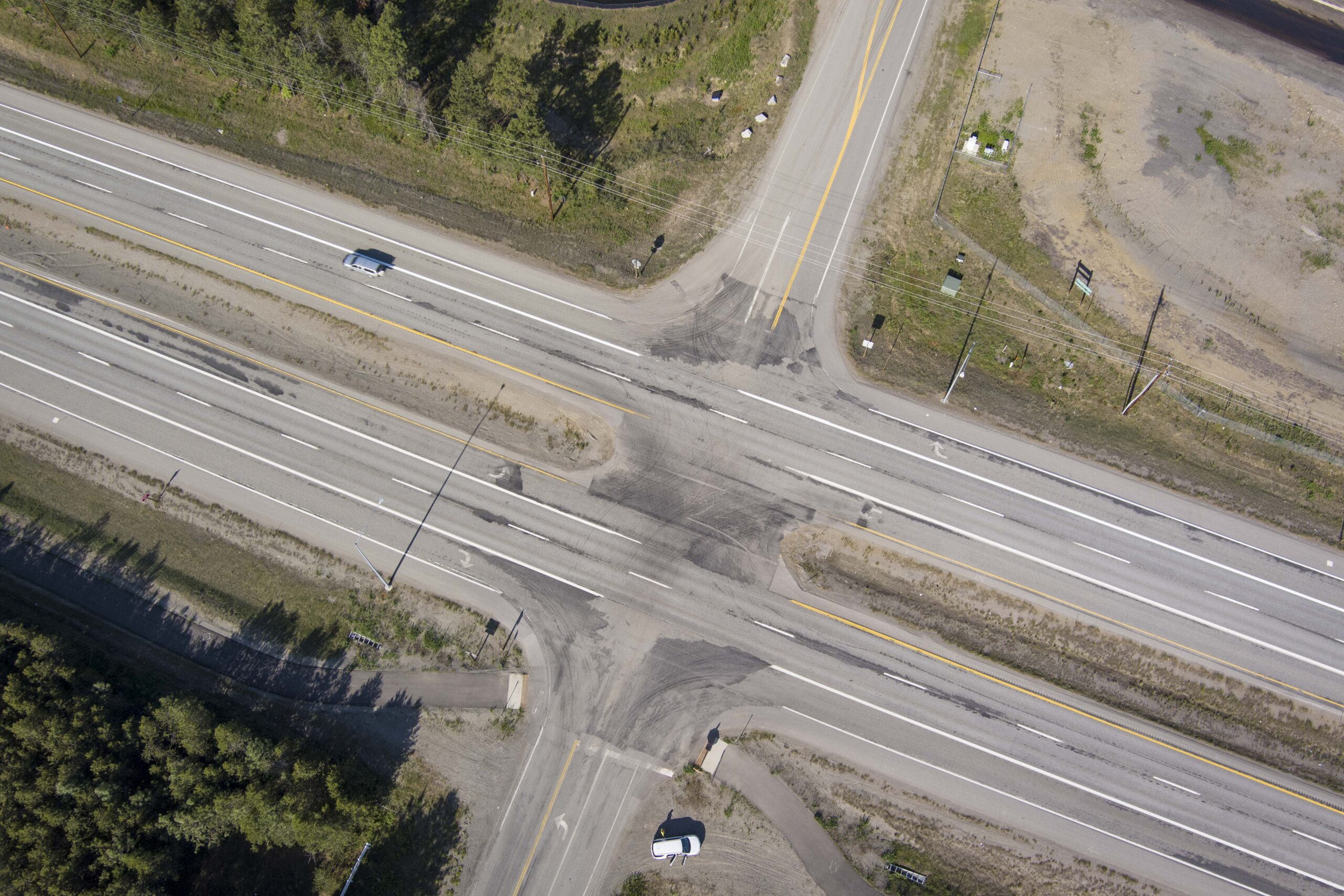Overhead view of the US-95 Parks Road intersection